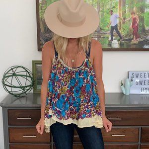 Free People Flowy Floral Strappy Top
